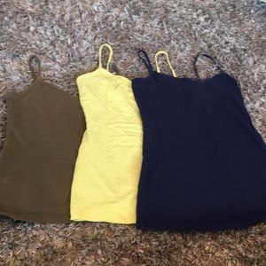 V neck camisoles. green yellow and navy blue